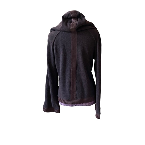 Vintage 80s Givenchy Couture Sz 42 Wool Cashmere Button Front Hoodie Sweater - Picture 5 of 11